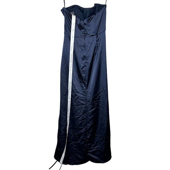 After Six NWT Midnight Blue Satin Corset Strapless Charmeuse Dress Maxi Formal 6 - Picture 4 of 9